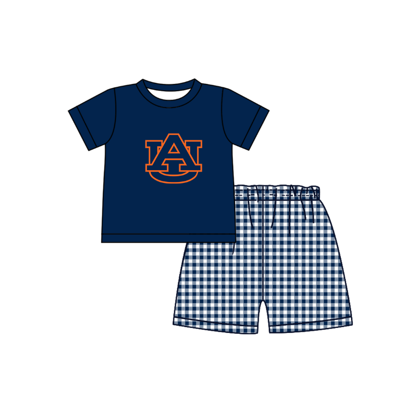 2.2 Custom Order Moq 3 Baby Boy Short Sleeve AU Top Checked Shorts Team Clothes Sets