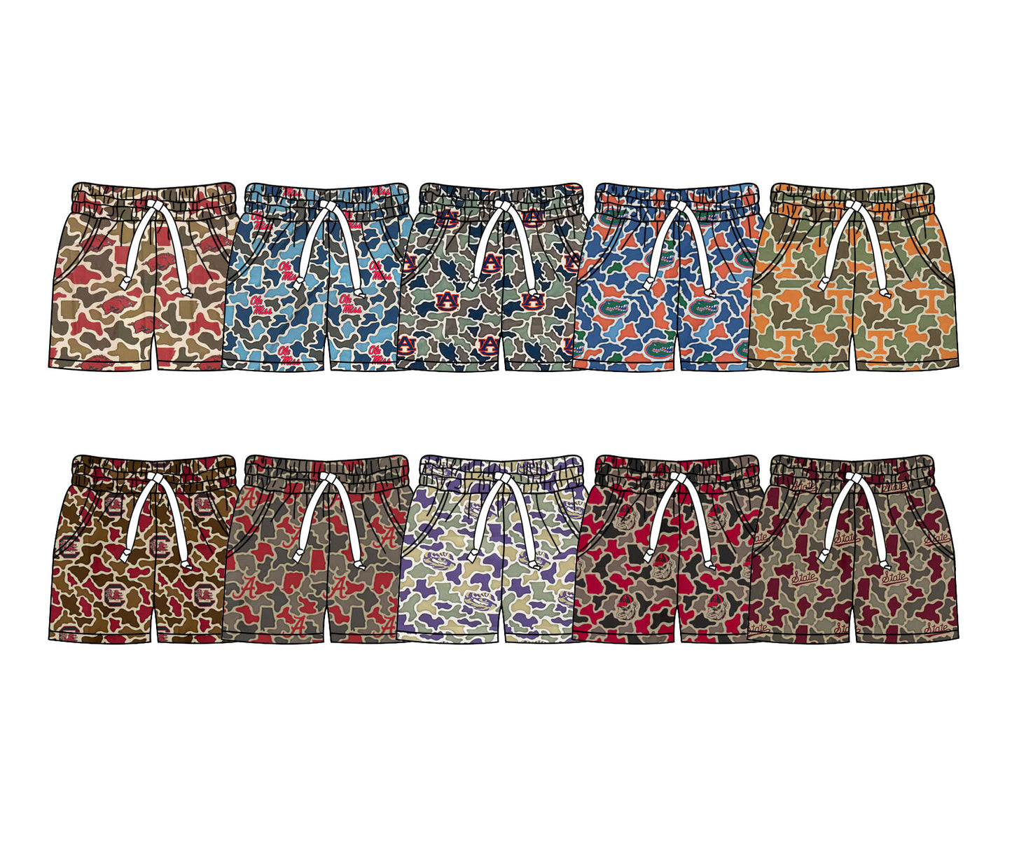 26.1.8 Custom MOQ:3 or 5 pcs each design milk silk Sibling baby boy clothes summer team camouflage shorts 10