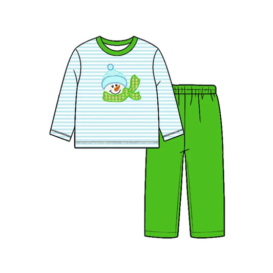 7.25 design Baby Boys Snowmen Stripe Top Pant Christmas Clothes Sets