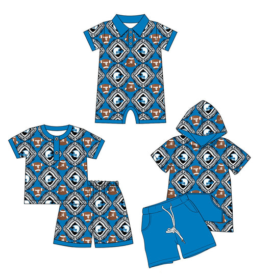 26.1.12 Custom MOQ:3 or 5 pcs each design milk silk Sibling baby boy clothes team short sleeve shorts sets 2 and romper