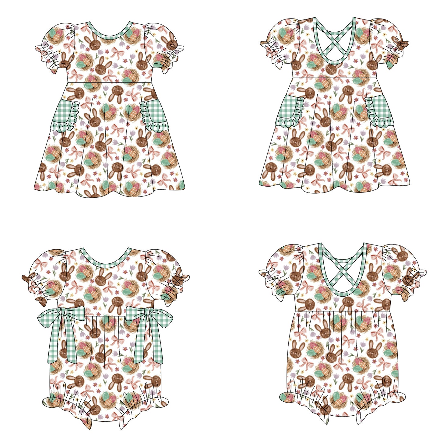 26.1.19 Custom (Moq 3 or 5) Sibling Baby Girl bunny Short Sleeve Shorts Sets Girls Romper