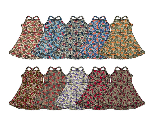 26.1.8 Custom MOQ:3 or 5 pcs each design milk silk Sibling baby girl clothes team camouflage short sleeve dress 10
