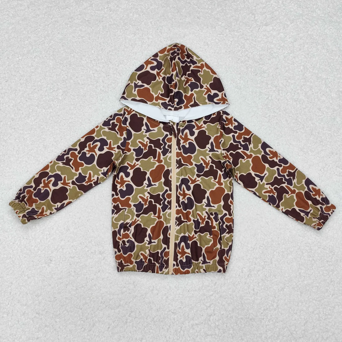 Sibling baby boys girls clothes camouflage zipper hooded long sleeve tops