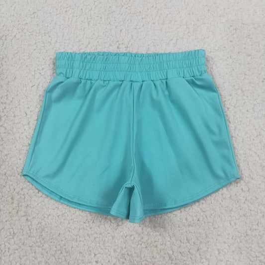 SS0904 Kids Clothing Baby Girls Blue Aqua Yoga Active Sport Shorts Bottom