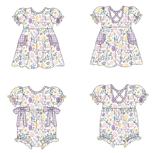26.1.19 Custom (Moq 3 or 5) Sibling Baby Girl Easter floral Short Sleeve Shorts Sets Girls Romper