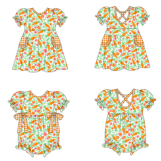 26.1.19 Custom (Moq 3 or 5) Sibling Baby Girl carrot Short Sleeve Shorts Sets Girls Romper