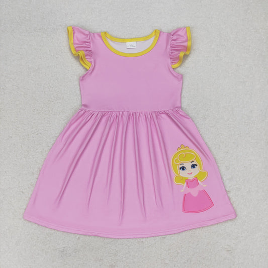 GSD1146 Cartoon pink flysleeve dress for girls