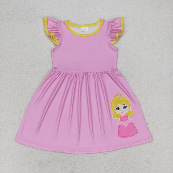 GSD1146 Cartoon pink flysleeve dress for girls