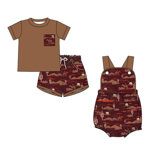 26.1.6 Custom MOQ:3 or 5 pcs each design milk silk Sibling baby boy clothes short sleeve shorts sets and romper