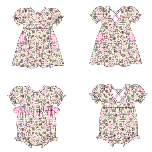 26.1.19 Custom (Moq 3 or 5) Sibling Baby Girl Bunny floral Short Sleeve Shorts Sets Girls Romper