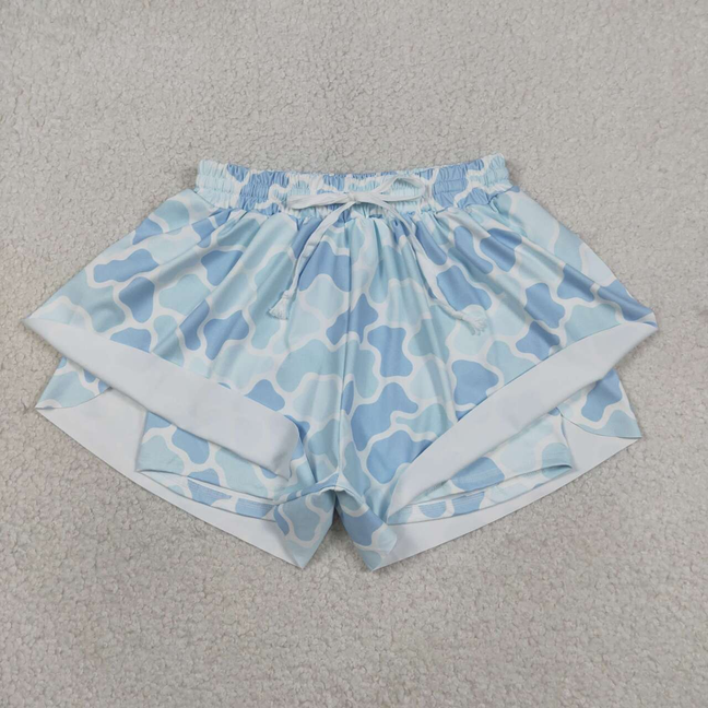 SS0769 Adult Women Southern Light Blue Camo Yoga Active Shorts Bottoms