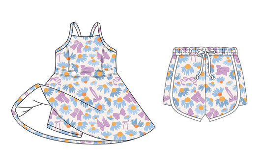 26.1.16 Custom (Moq 3 or 5) Sibling Baby Girl Daisy Bow Short Sleeve Dress Shorts Clothes