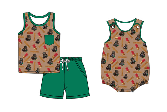 26.1.2 Custom MOQ:3 or 5 pcs each design milk silk Sibling baby boy clothes puppy duck short sleeve shorts sets and romper