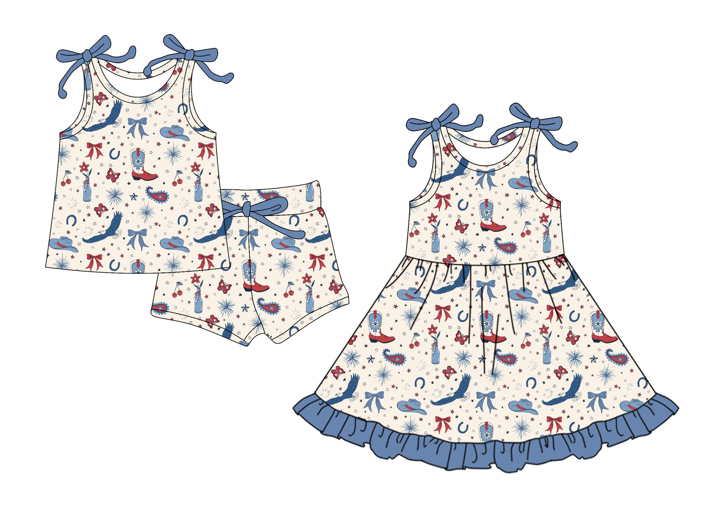 26.1.19 Custom MOQ:3 or 5 pcs each design milk silk Sibling baby girl clothes boot bow hat short sleeve shorts sets and dress