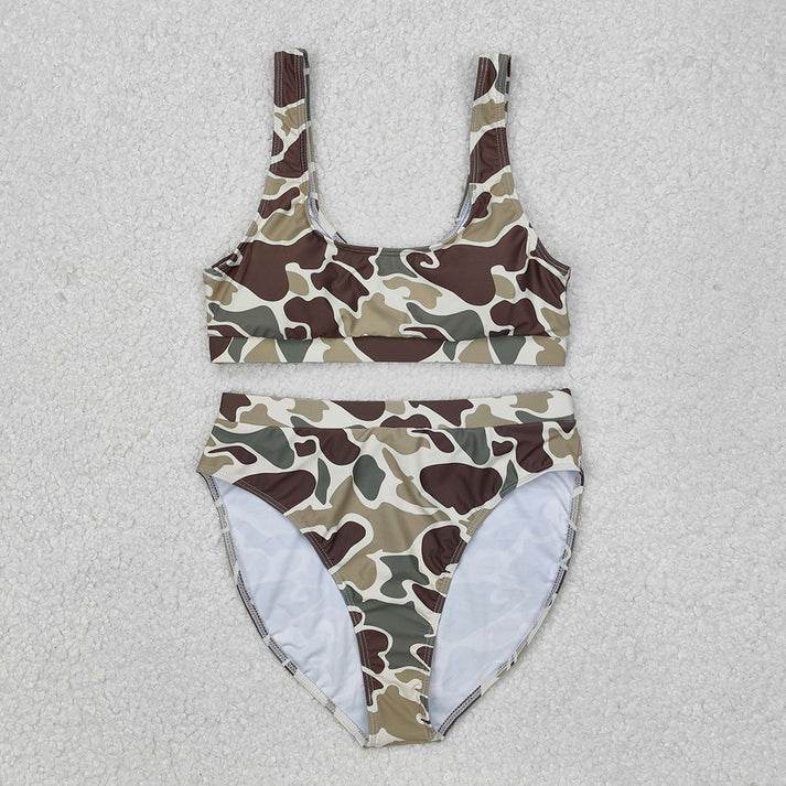 Family Baby Girls Green Camouflage Boys Trunks Swimsuits