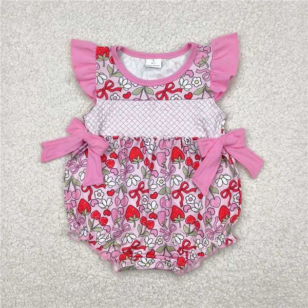 5.3  Sibling Embroidery Baby Infant Girls Flutter Sleeves Bows Ruffle Rompers
