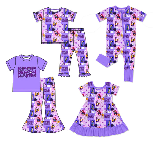 26.1.5 Custom MOQ:3 or 5 pcs each design milk silk Sibling baby girl clothes cartoon short sleeve pants sets 2 and dress and romper