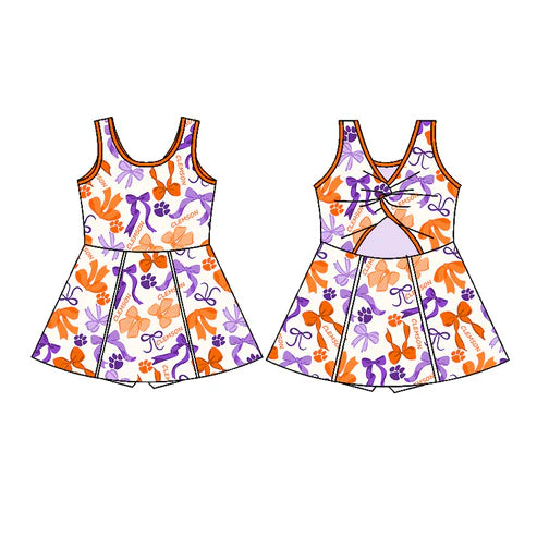 6.10 Custom Moq 3 each item Sibling Baby Girls Clemson Team Dresses Clothes Sets