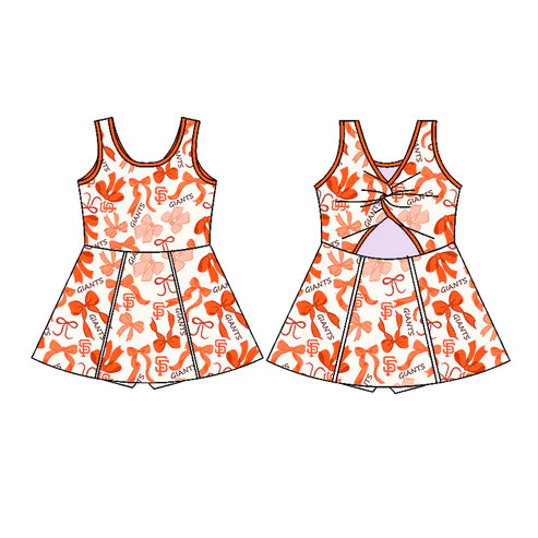 6.10 Custom Moq 3 each item Sibling Baby Girls Giants Team Dresses Clothes Sets