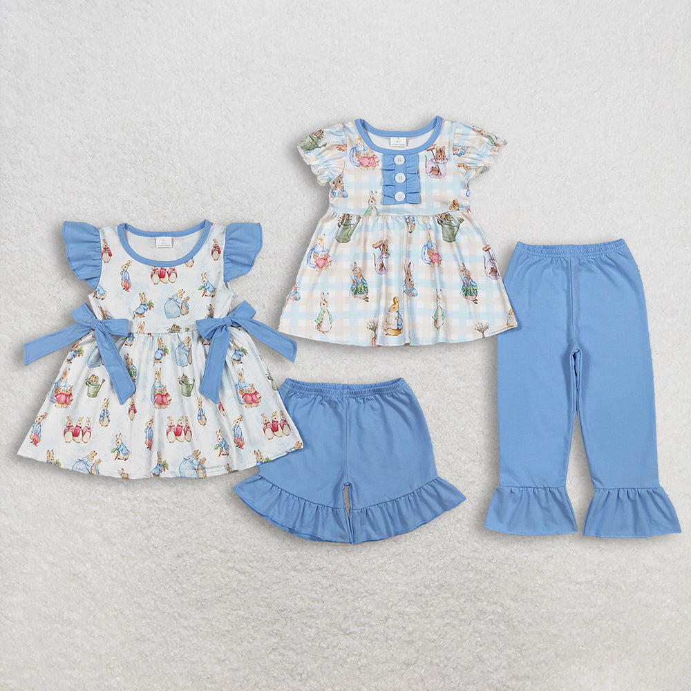 Sibling Baby girl clothes easter short sleeve shorts sets and pants sets