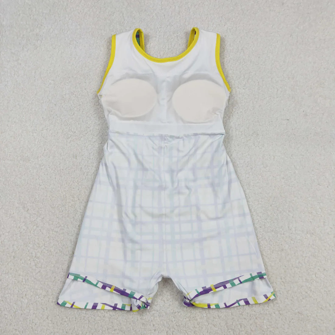 12.13 GSD2945 Baby Girls Mardigras Checked Yoga Active Shorts Knee Length Dress