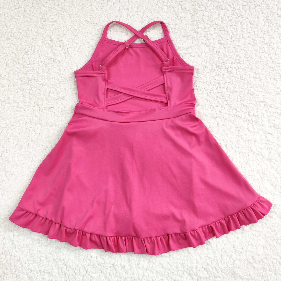 L-3.6 S0440 Solid rose red tracksuit dress swimsuit style