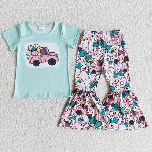 Sibling Baby Girls Easter Shirt Bell Pants Outfits Clothes Ses