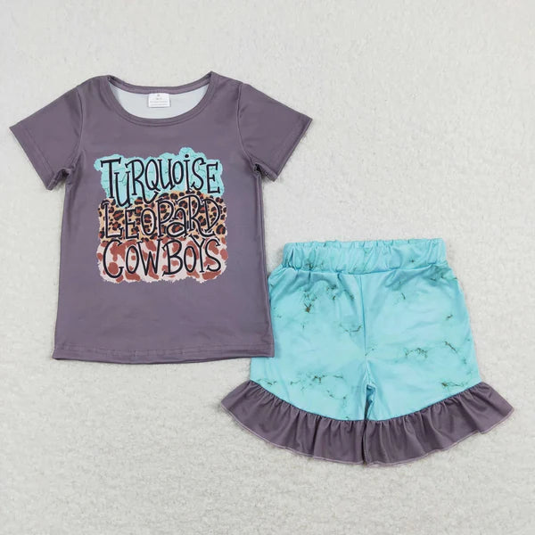 5.27 Sibling Baby Girls Western Horse Cowboy Shirts Ruffle Shorts Clothes Sets