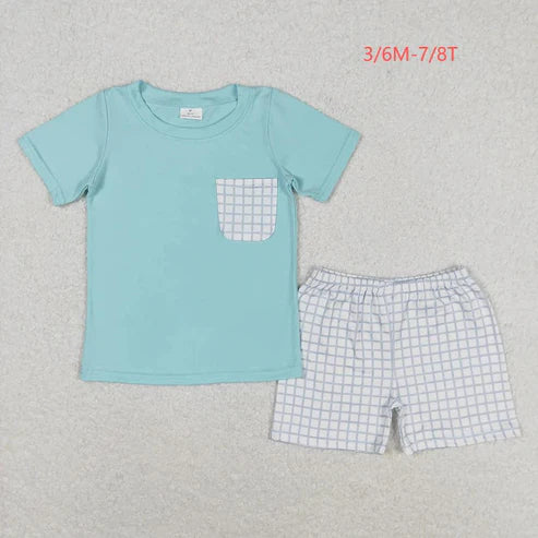 4.19  Sibling Baby Boys Cotton Pocket Top Shorts Outfits Sets
