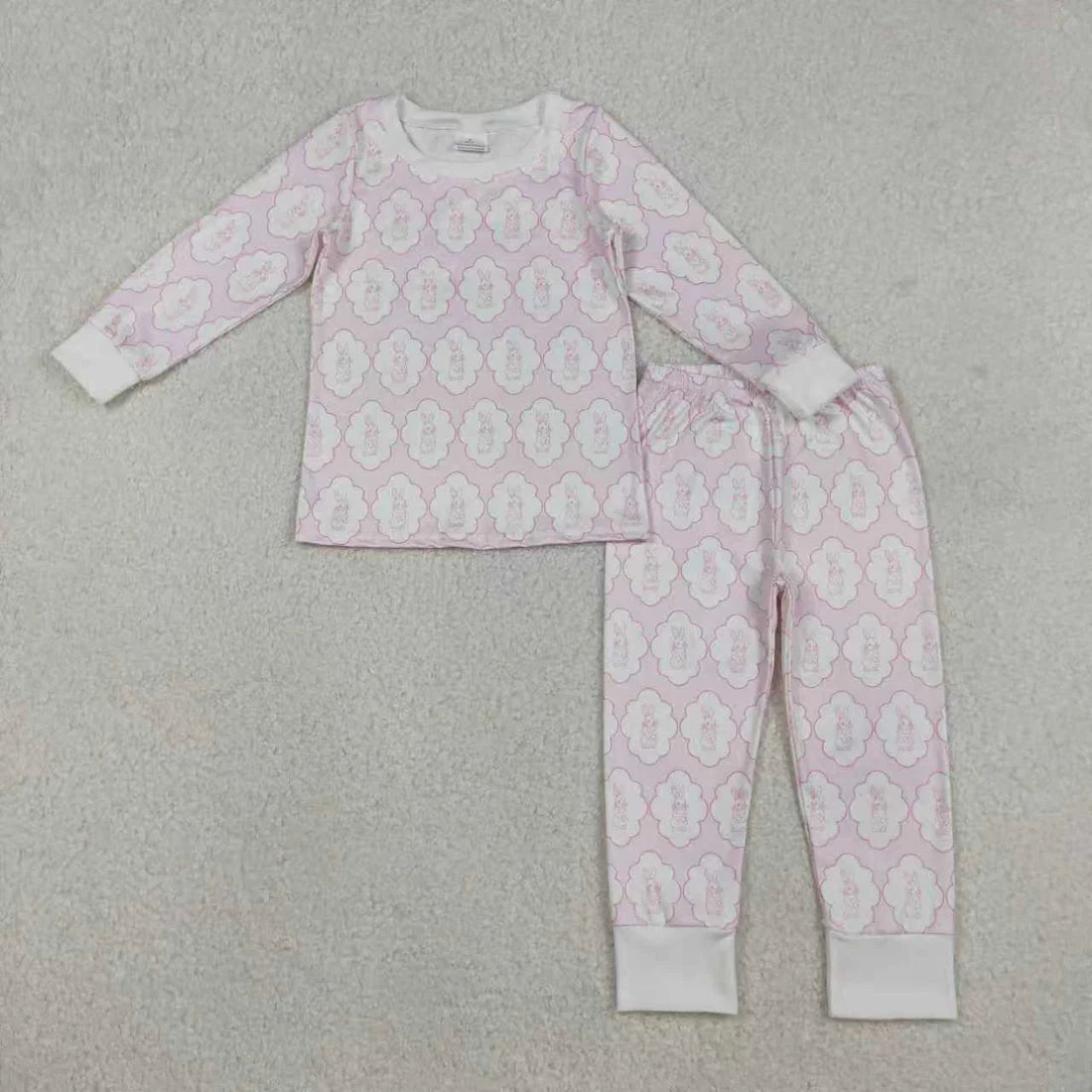 12.11 Sibling Baby Boys Girls Rabbits Checked Top Pants Easter Pajamas Sets