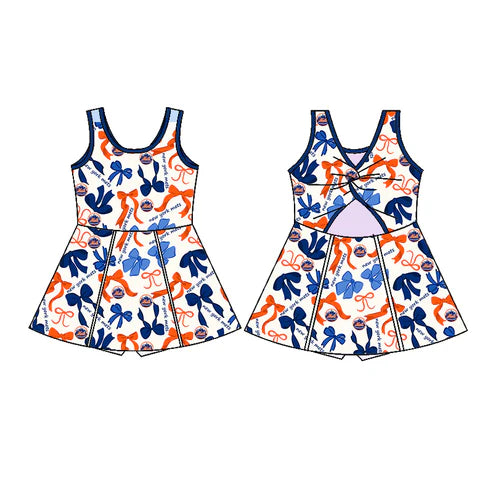 6.10 Custom Moq 3 each item Sibling Baby Girls Mets Team Dresses Clothes Sets
