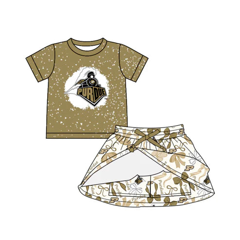 6.10  Custom Moq 3 each item Sibling Baby Girls Purdue Team Dresses Clothes Sets