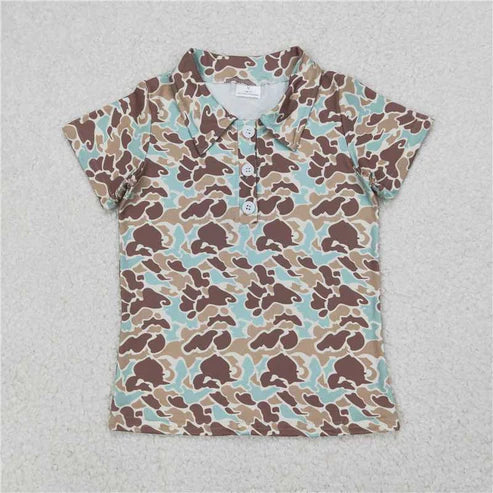 4.14 Sibling Baby Boys Short Sleeves Button Camouflage Polo Shirts Tops