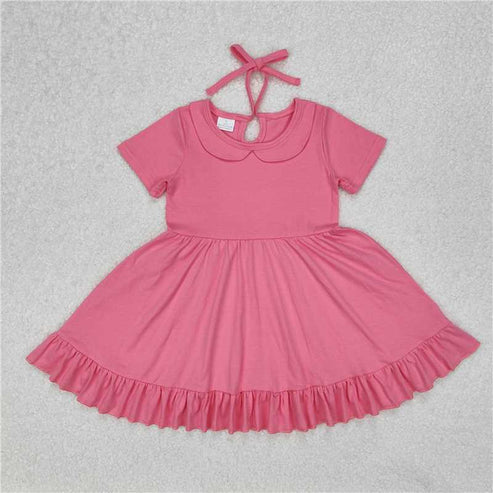 4.29 Sibling Baby Girls Round Collar Ruffle Knee Length Dresses