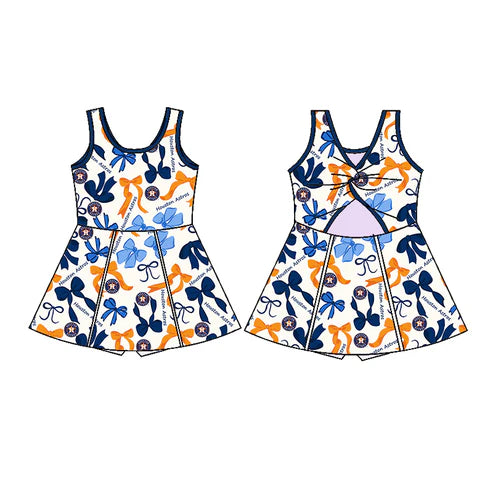 6.10 Custom Moq 3 each item Sibling Baby Girls Houston Team Dresses Clothes Sets