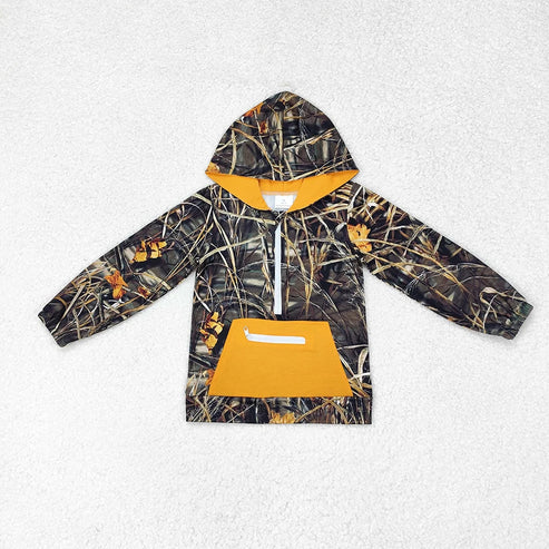 6.2 Sibling Baby Boys Western Camo Zipper Pockets Hoodies Fall Pullovers Tops