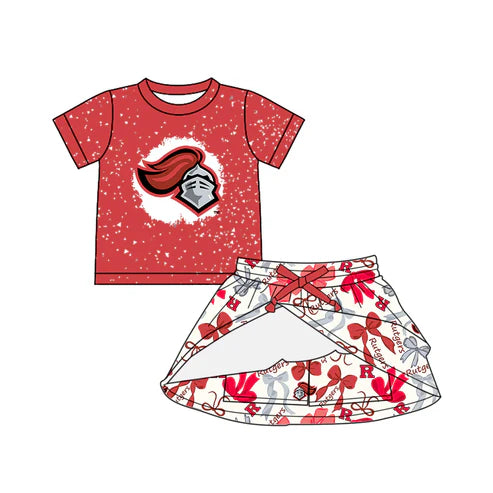 6.10  Custom Moq 3 each item Sibling Baby Girls Rutgers Team Dresses Clothes Sets