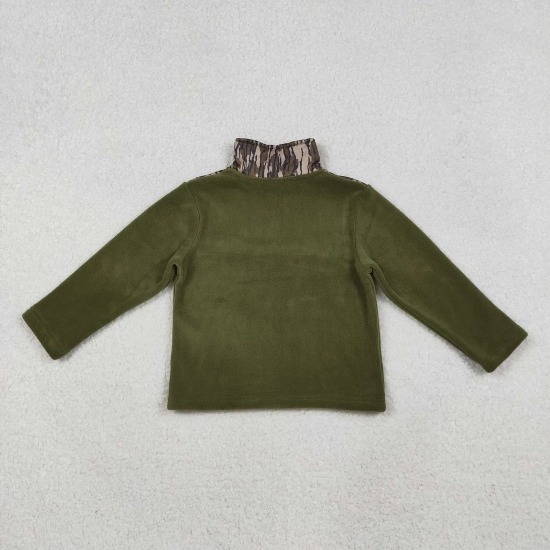 10.16 BT1317 Baby Boys Western Olive Bottomland Camo Half Zipper Pullover Top