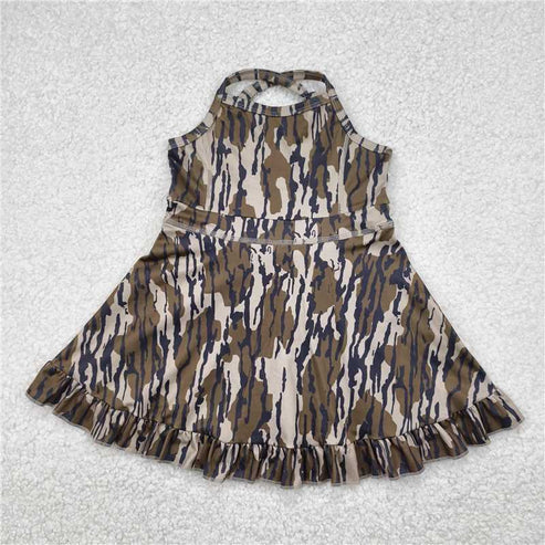 4.29 Sibling Baby Girls Strap Western Camo Print Yoga Activity Wear Ruffle Knee Length Dresses
