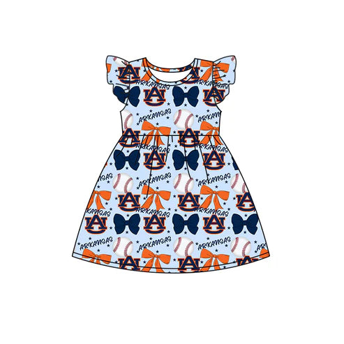 6.25 Custom Moq 3 each item Sibling Baby Girls Auburn Team Romper Dress Clothes Sets
