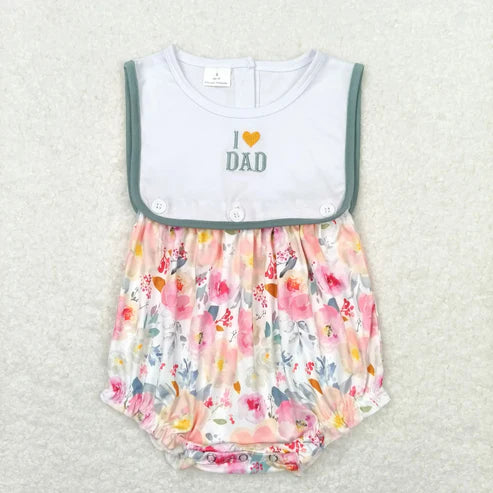 5.21 Sibling Baby Kids I Love Dad Flowers Leopard Ruffle Summer Rompers