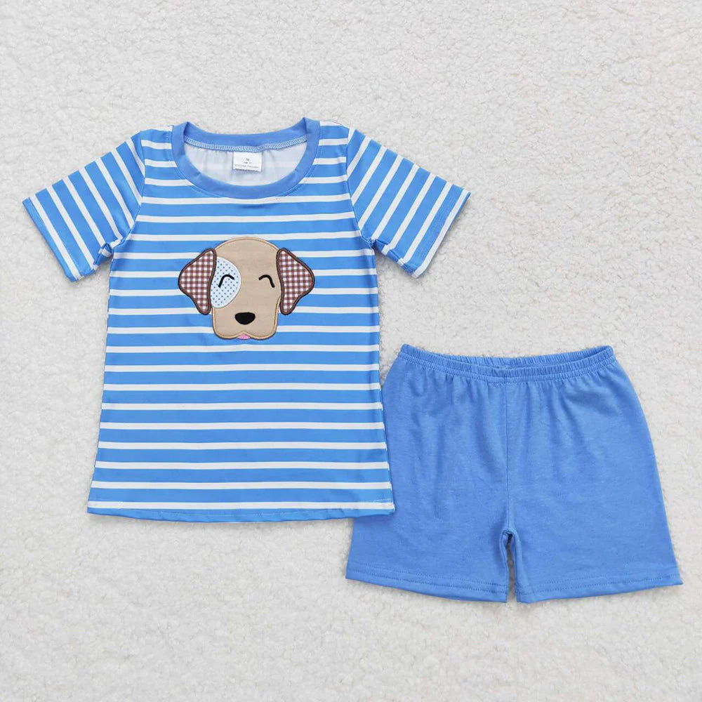 Sibling Boys Baby Girls Stripes Dog Summer Clothes Sets