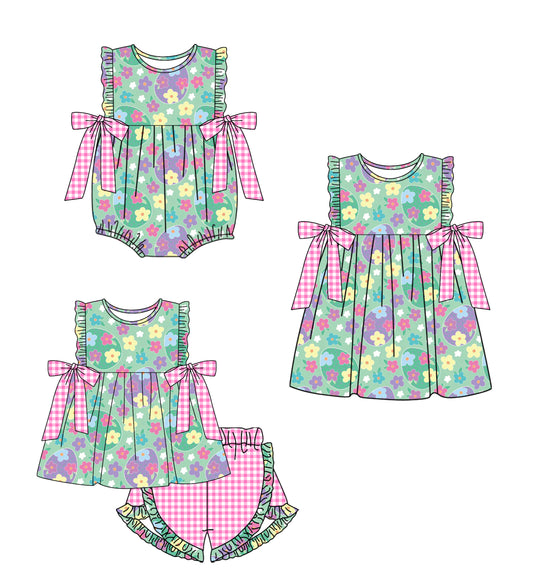26.1.21 Custom (Moq 3 or 5) Sibling Baby Girls Short Sleeve Shorts Sets Girls Dress Romper