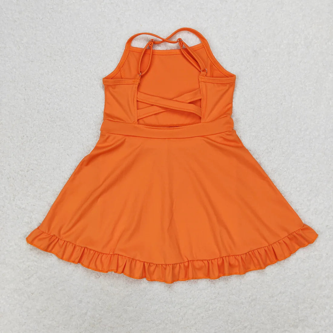 L-3.6 S0442 Solid Orange Sportswear Skirt Swimsuit