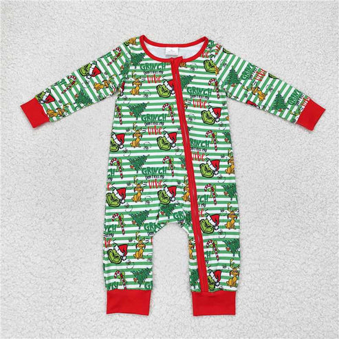 5.21 Sibling Baby Infant Boys Long Sleeves Christmas Zipper Rompers