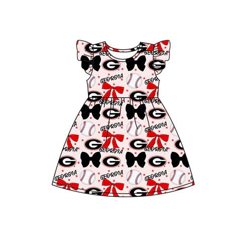 6.25  Custom Moq 3 each item Sibling Baby Girls Georgia Team Romper Dress Clothes Sets