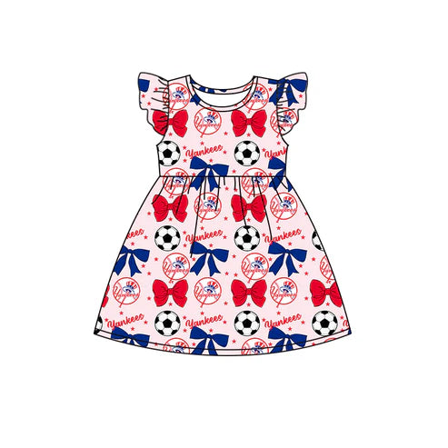 6.25 Custom Moq 3 each item Sibling Baby Girls Boston Red Team Romper Dress Clothes Sets