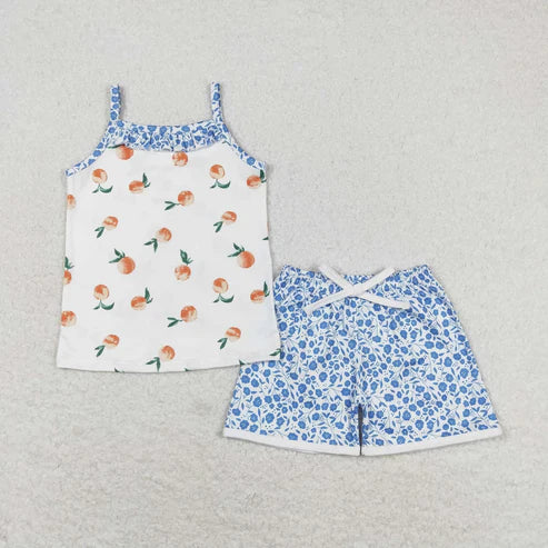 6.26Sibling Baby Girls Straps Floral Top Shorts Summer Clothes Sets