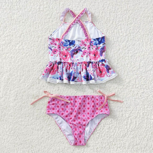 S0156 Floral Lace Lace Rose Swimsuit Set