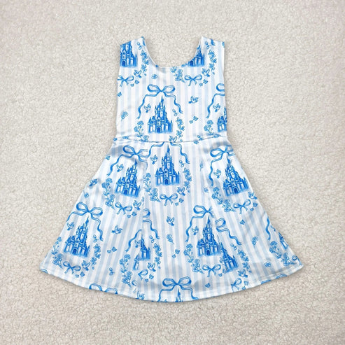 5.5  Sibling Baby Girls Blue Castles Athletic Active Wear Top Shorts Skirts Outfits Knee Length Dresses